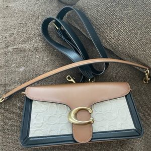 Coach Tabby shoulder bag brown/black with tan canvas